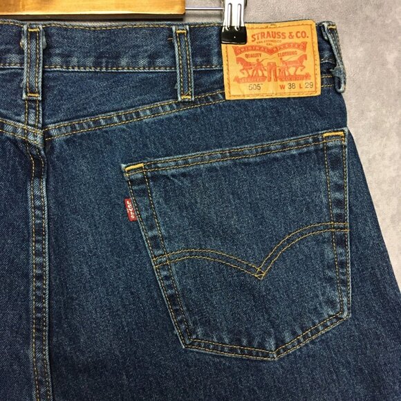 Levis Mens 505 Regular Fit Blue Jeans size 38x29 Cotton Denim Pants Copper Rivet - Picture 5 of 14